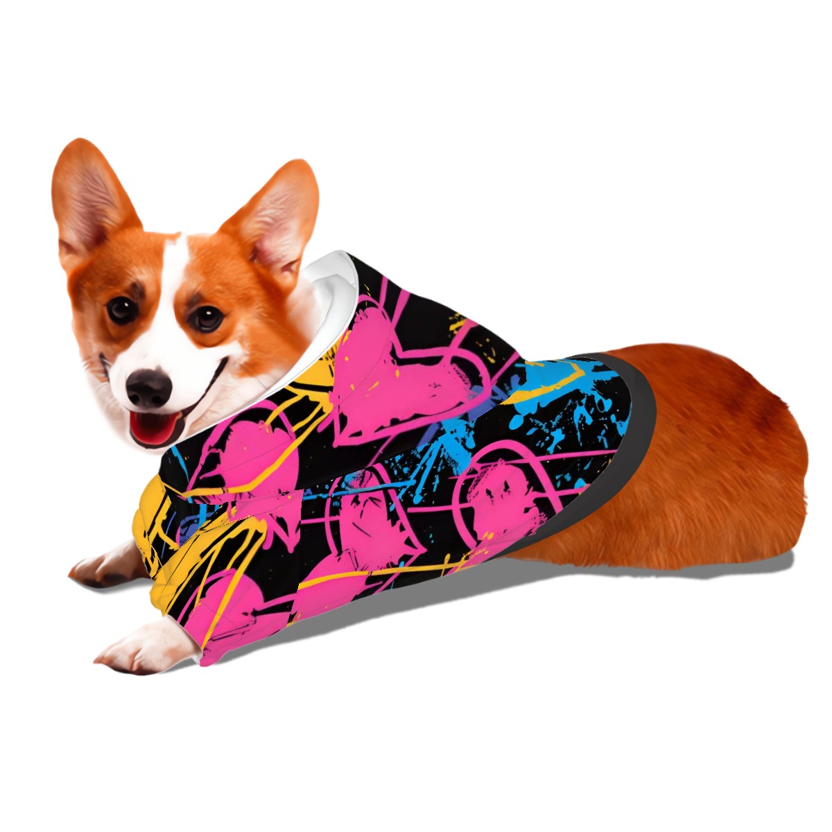 Pet Hoodie-Neon Graffiti Hearts