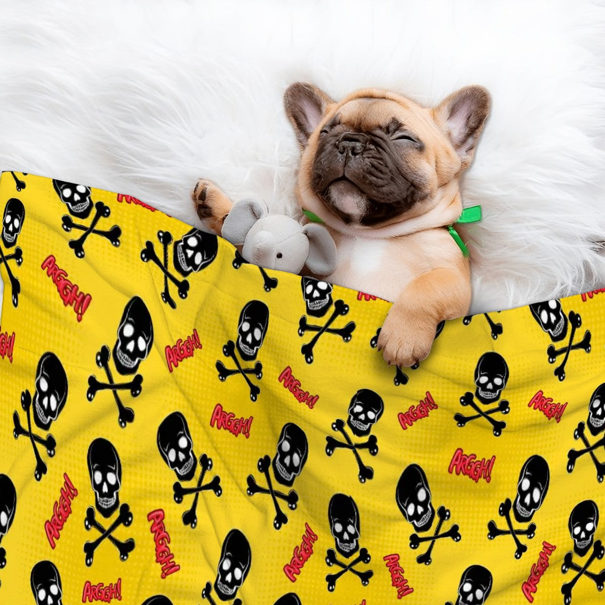 Pet Blanket Skulls and Crossbones Yellow Blanket