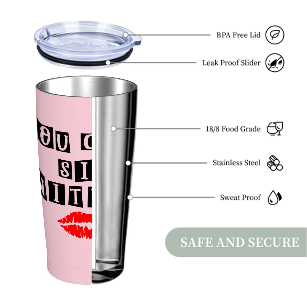 You Can't Sit with Us- Stainless Steel Insulated Tumblers with Lid Straw (20oz)