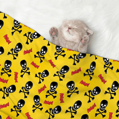 Pet Blanket Skulls and Crossbones Yellow Blanket