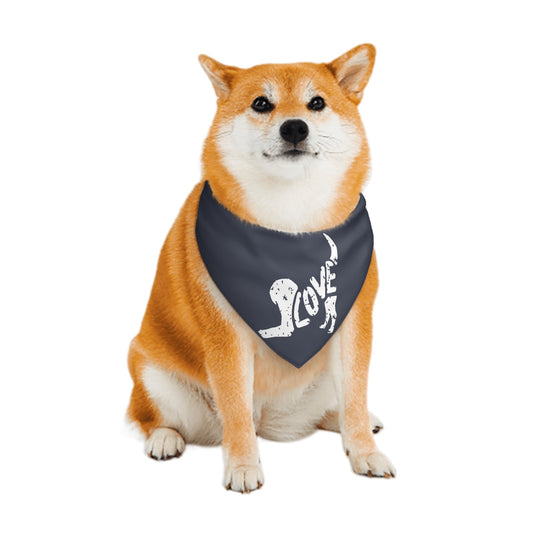 Dog spells LOVE pet bandanna-(Heather Navy)