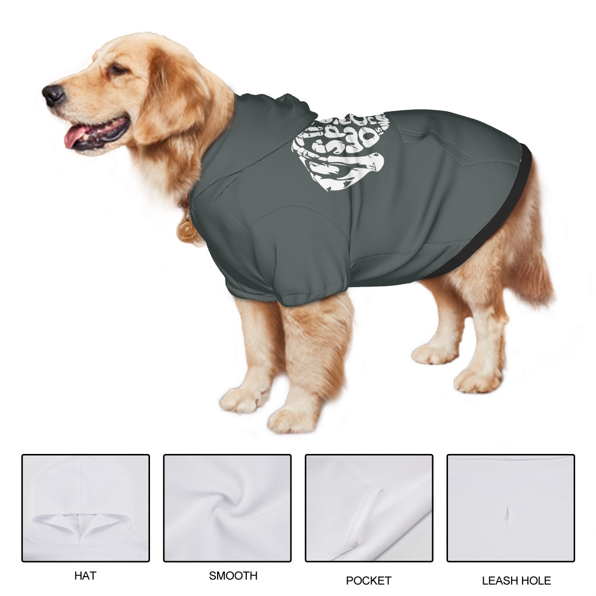 Large Dog Hoodie time spent with dogs is never wasted (Heather Green)