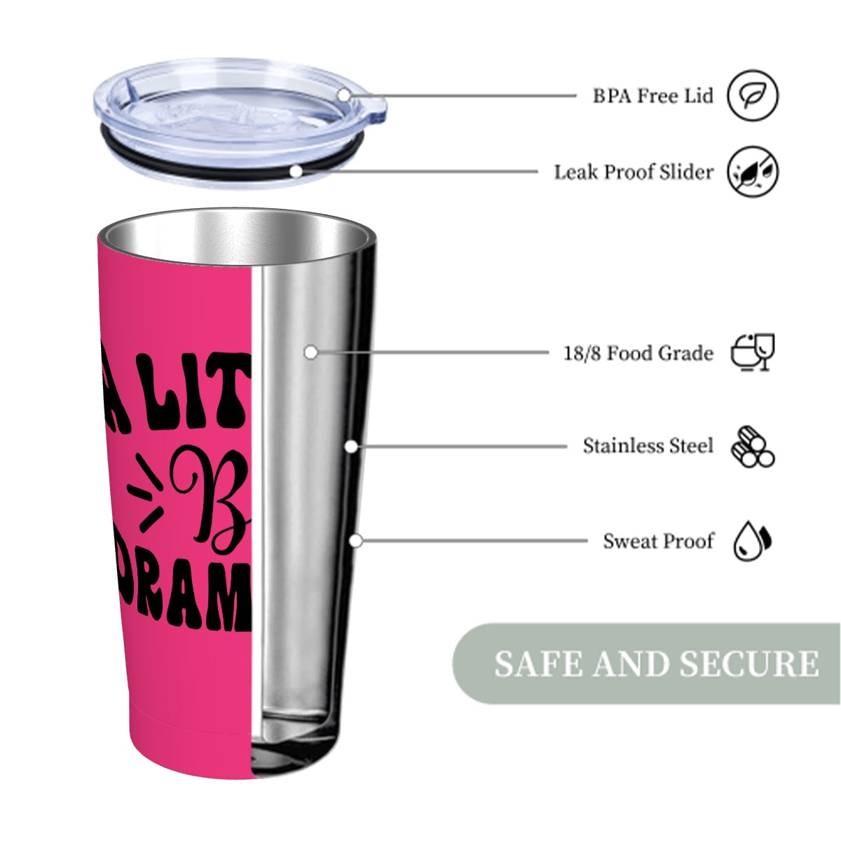 A Little Bit Dramatic-Stainless Steel Insulated Tumblers with Lid  Straw (20oz)
