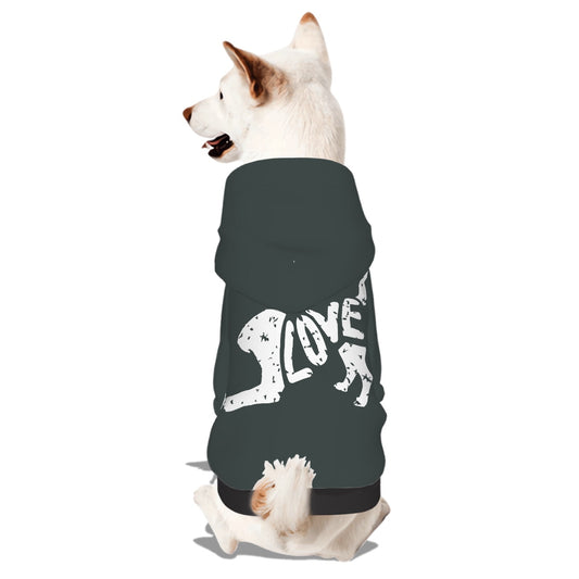 Small pet Hoodie-Dog spells LOVE (Green)