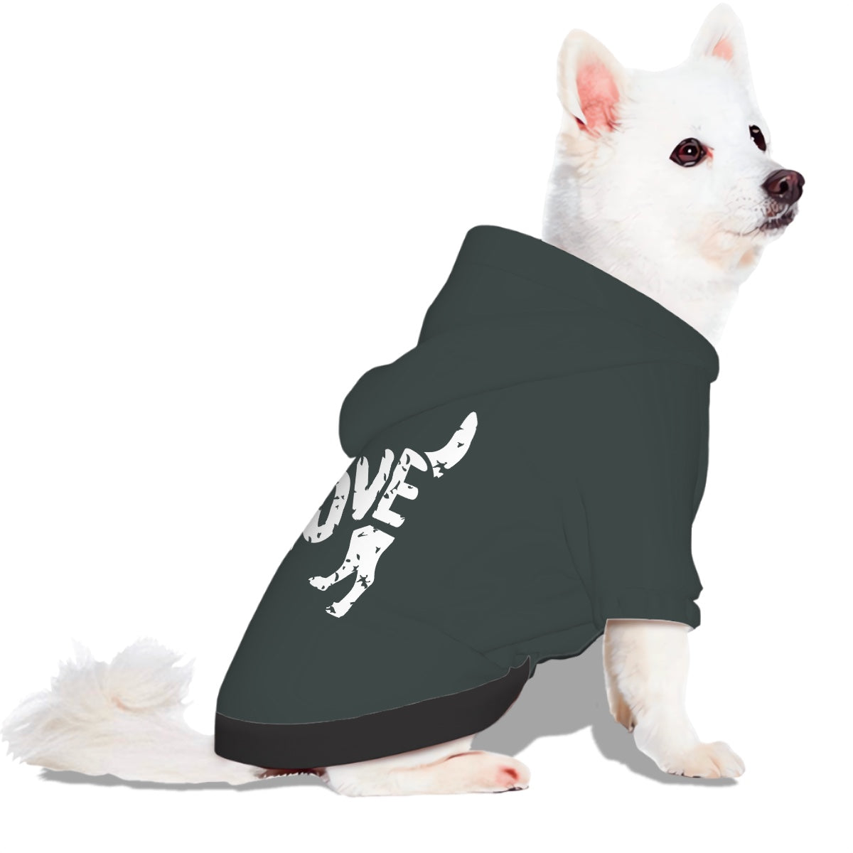 Small pet Hoodie-Dog spells LOVE (Green)