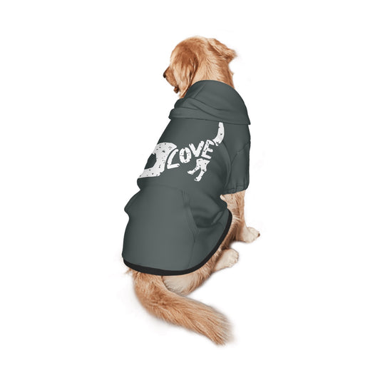 Large Pet Hoodie-Dog spells LOVE (Heather Green)