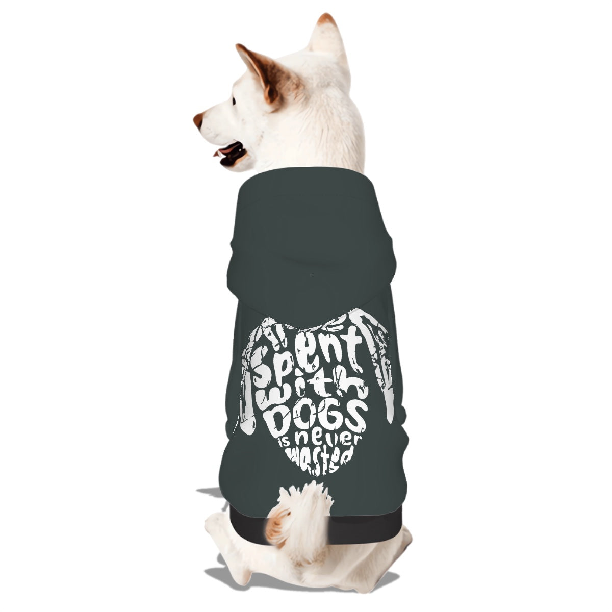 Small Dog Hoodie  time spent with dogs is never wasted (Heather Green)