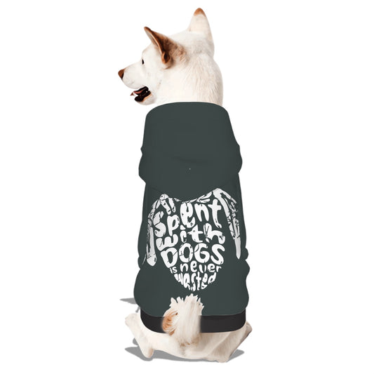 Small Dog Hoodie  time spent with dogs is never wasted (Heather Green)