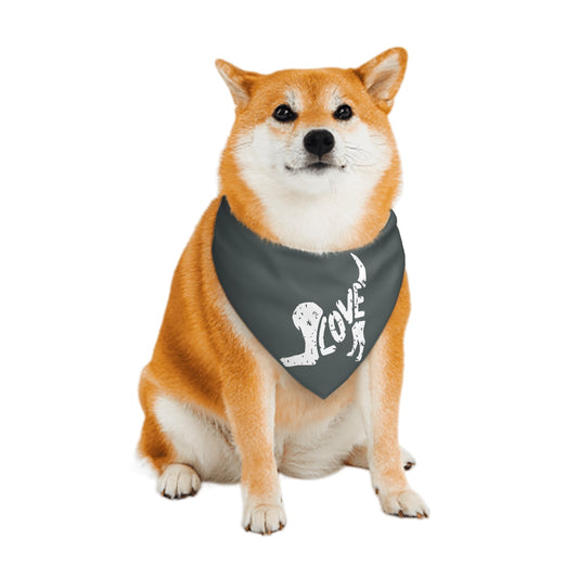 Dog Spells Love Pet bandanna (Heather Green)