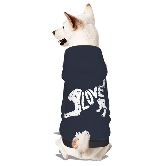 Small Pet Hoodie- Dog spell LOVE (Heather Navy)
