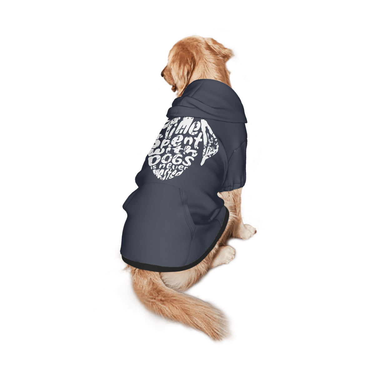 Large Pet Hoodie time spent with dogs is never wasted (Heather Navy)